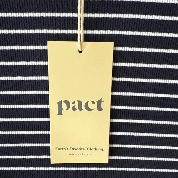 NEW Pact Women's Long Sleeve Navy and White Striped Top - Picture 2 of 7